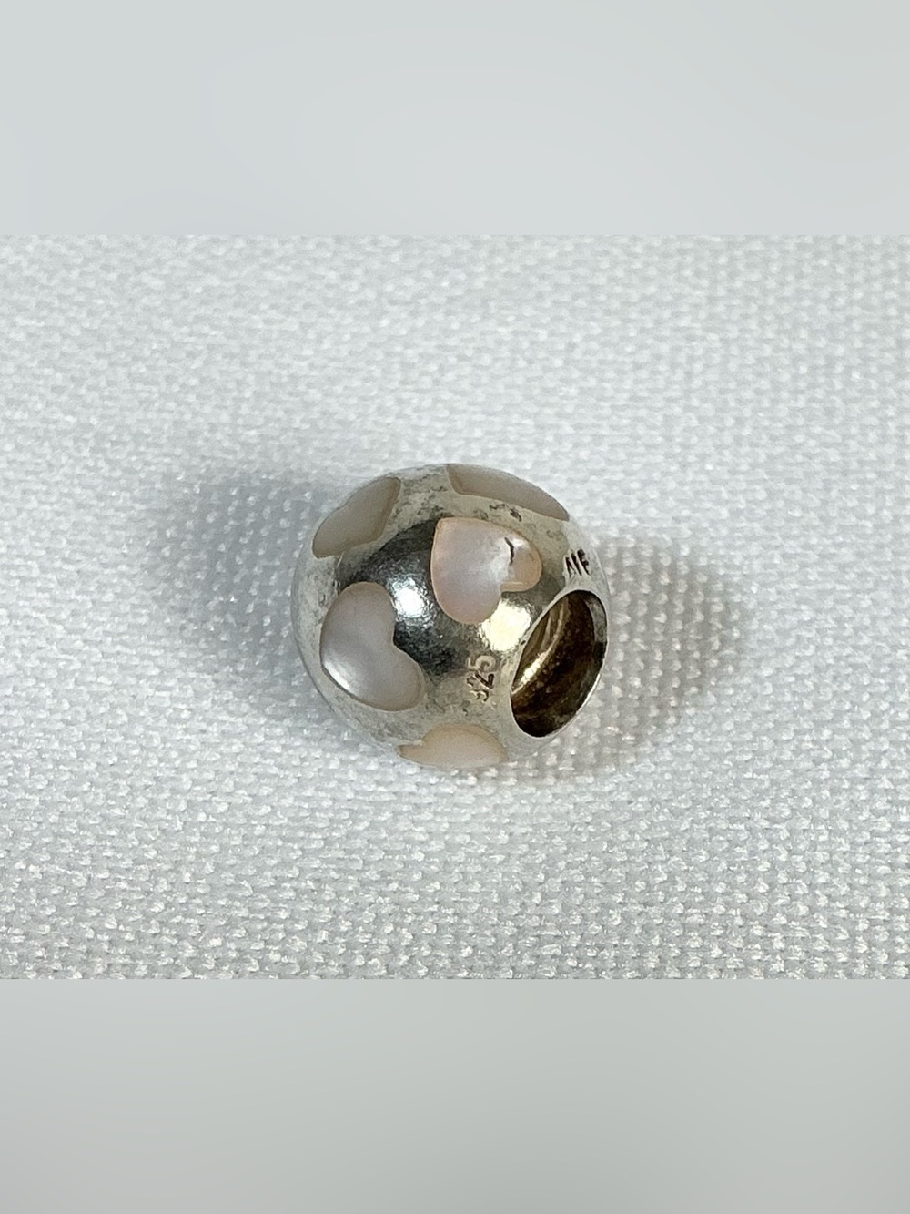 Pandora White Hearts Murano Glass 925 ALE Sterling Silver Charm